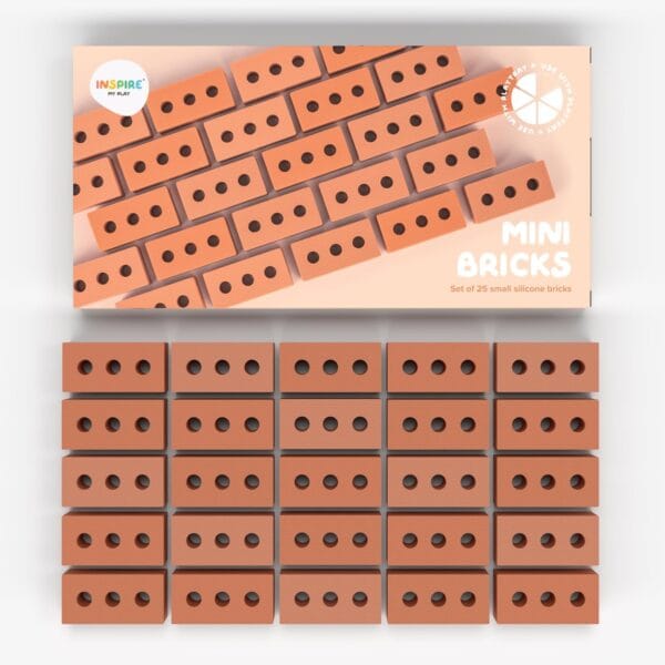 Inspire My Play 25 Mini Silicone Building Bricks for Construction Play Bin - Creativity Sensory Bin Filler