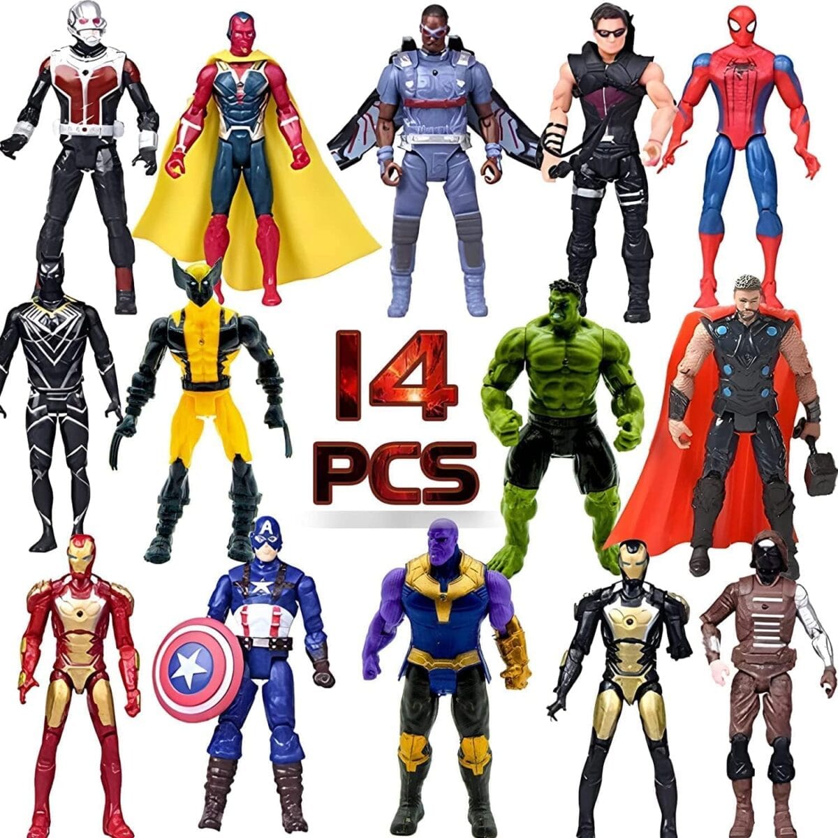 14 pcs Big Set Superhero Action Figures  Collectible Models 6.5-inches Tall, Exclusive Set Superhero Toys, for Kids, Figure Cake Topper