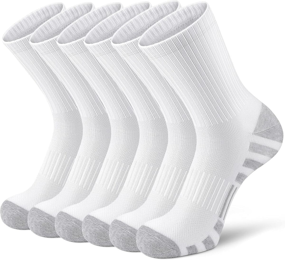 Airacker Athletic Socks Sport Running Calf Socks Performance Cushioned Breathable Crew Socks for Men Women(6 Pairs)