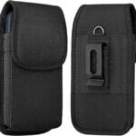 Holster for iPhone 16 15 14 13 12 11 Xs X XR/Pro Models, Cell Phone Belt Holder Case with Clip for Men, Heavy Duty Nylon Pouch (Fits Phone with Otterbox Cover on) Black