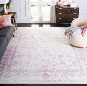SAFAVIEH Adirondack Collection Area Rug - 9' x 12', Ivory & Lavender, Oriental Distressed Design, Non-Shedding & Easy Care, Ideal for High Traffic Areas in Living Room, Bedroom (ADR109U)