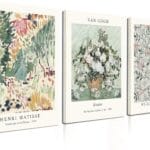 Induslyfe Framed Sage Green Vintage Wall Art Canvas Decor Set of 3, Matisse Wall Art Prints Posters Mid Century Modern Art, Aesthetic Floral Botanical wall art for bedroom, living room, bathroom 12x16