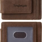 Toughergun Slim Minimalist Wallet for Men with Magnetic Money Clip Leather Wallet, Credit Card Holder RFID Blocking Front Pocket Holds Cash and Cards