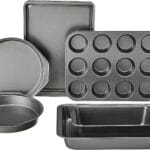 Amazon Basics 6 Piece Nonstick, Carbon Steel Oven Safe Bakeware Set, 16.25 x 11.75 x 6.25 inches