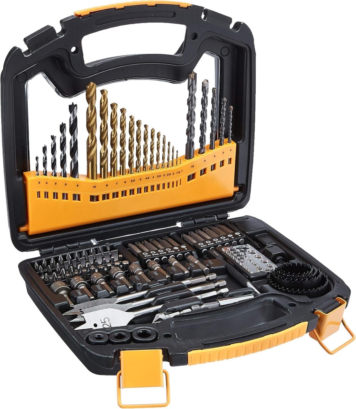 Amazon Basics Drill & Driver Multi-Bit Set with Steel Bits for Metal, Wood, Plastic, Masonry, 100-Piece with Storage Case