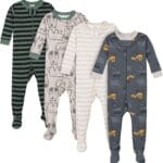 4-Pack Boys Safari Animals & Crab Snug Fit Footed Cotton Pajamas