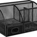 Amazon Basics Mesh Pen Holder and Organizer, Black, 9.1" x 5.9" x 5.5''