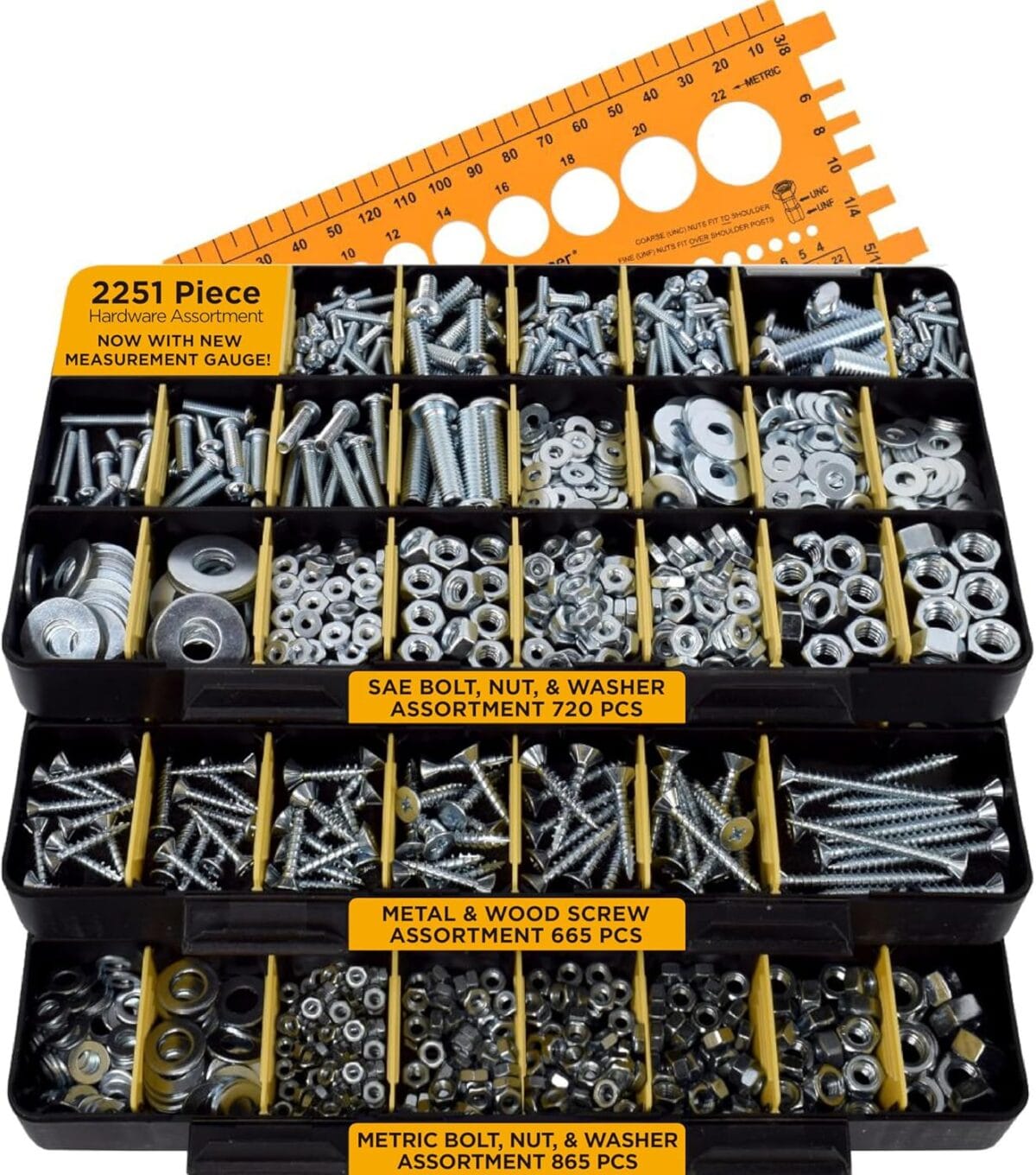 Jackson Palmer 2251 Piece Hardware Assortment Kit with Screws, Nuts, Bolts & Washers (3 Trays)