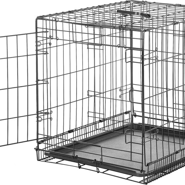 Amazon Basics Durable, Foldable Metal Wire Small Dog Crate with Tray, Single Door, 24 x 18 x 20 in, Black