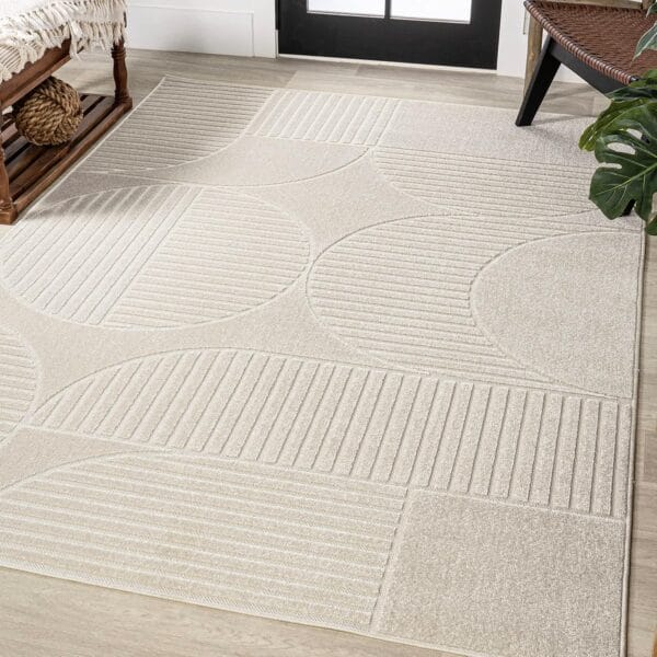 JONATHAN Y SCN104B-8 Nordby High-Low Geometric Arch Scandi Striped Indoor/Outdoor Area Rug, Modern, Contemporary, Geometric, Bohemian, Bedroom, Kitchen, Living Room,Non Shedding,Ivory/Cream,8' x 10'