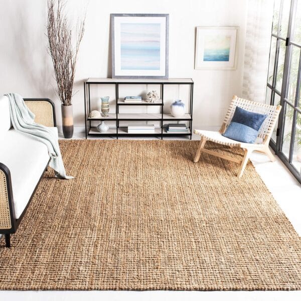SAFAVIEH Natural Fiber Collection Area Rug - 9' x 12', Natural, Handmade Chunky Textured Jute 0.75-inch Thick, Ideal for High Traffic Areas in Living Room, Bedroom (NF447A)