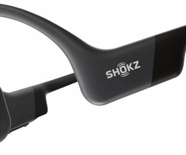 SHOKZ OpenRun - Open-Ear Bluetooth Bone Conduction Sport Headphones, Sweat Resistant Wireless Earphones for Workouts and Running, Built-in Mic, with Hair Band, Black