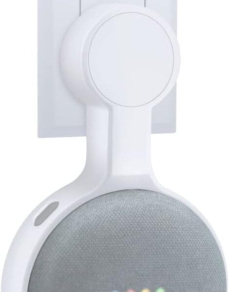 Outlet Wall Mount Holder for Google Home Nest Mini (1st & 2nd Generation), A Space-Saving Accessories for Google Home Mini Voice Assistant (White)