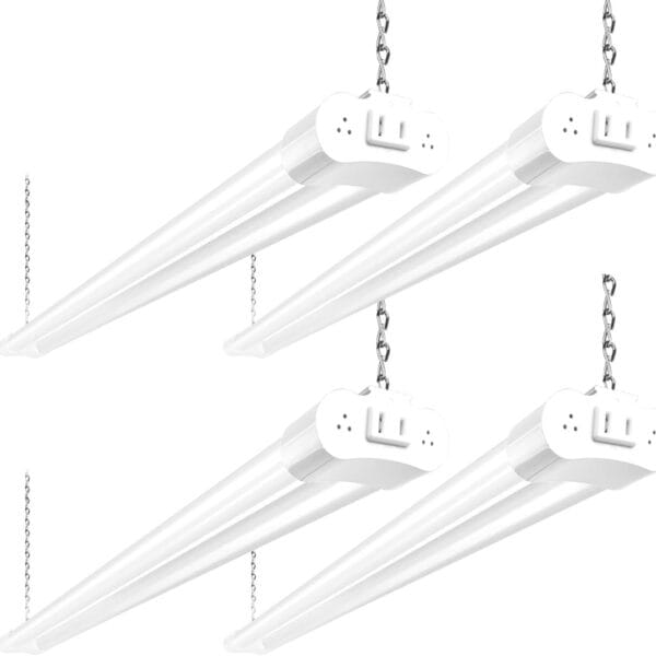 hykolity 4 Pack 4FT LED Shop Light Linkable, 4400lm, 42w(250w Equivalent), 5000K Utility Shop Lights, Hanging or Flush Mount, with Power Cord and On/Off Switch