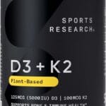 Sports Research Vegan D3 5000iu with Vitamin K2 100mg - Formulated with Coconut MCT Oil - Vegan Certified, Soy & Gluten Free - 60 Softgels