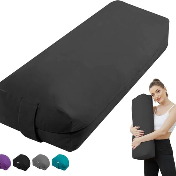 Restorative Yoga Bolster - Velvet Covered Meditation Pillow for Yin & Prenatal Yoga