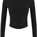 Lviefent Womens Lightweight Full Zip Running Track Jacket Workout Slim Fit Yoga Sportwear with Thumb Holes