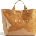 Lushandy PVC Tote Bag Women's Letters Print Large Kraft Paper Carry All Bag Top Handle Clear Hobo Handbag
