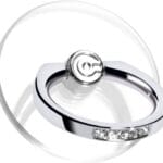 Transparent Phone Ring Holder Grip - EI Sonador Clear Cell Phone Ring Stand Holder Finger Grip Kickstand 360 Rotation, Compatible with Most of Phones, Tablets and Case (2 Silver Diamond)