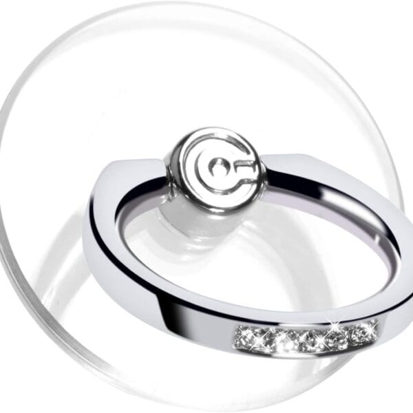 Transparent Phone Ring Holder Grip - EI Sonador Clear Cell Phone Ring Stand Holder Finger Grip Kickstand 360 Rotation, Compatible with Most of Phones, Tablets and Case (2 Silver Diamond)