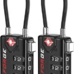 TSA Approved Cable Luggage Locks, Re-settable Combination with Alloy Body, Black 2 Locks.