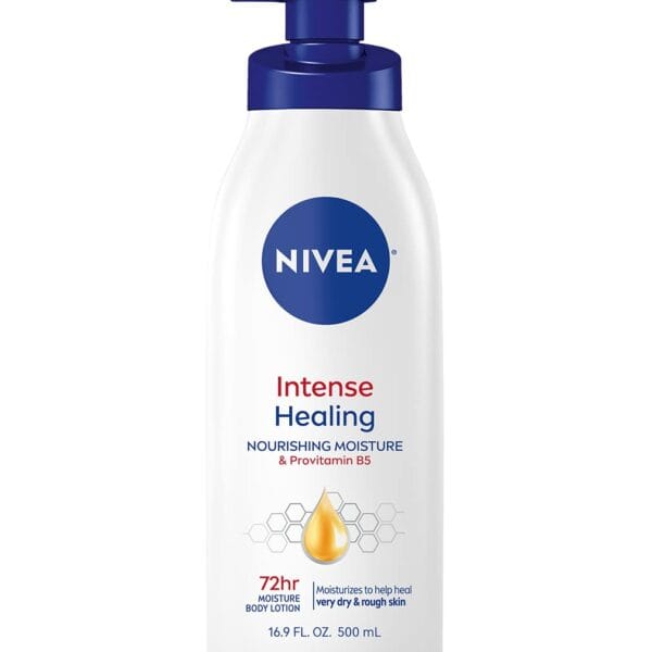 NIVEA Intense Healing Body Lotion for Very Dry, Itchy Skin with Glycerin, Provitamin B5 and Niacinamide, 72-Hour Body Moisturizer, 16.9 Fl Oz Pump Bottle