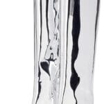 Arqa Metallic Boots for Women Pointed Toe High Stiletto Heel Knee High Boot Fashion Chrome Zipper Boot Dressy Party Shoes