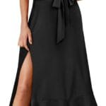 ANRABESS Women's Square Neck Ruffle Split Midi Elegant Formal Wedding Guest Cocktail Bridesmaid Graduation Party Dresses