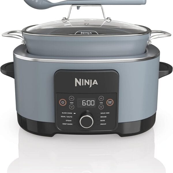Ninja MC1001 Foodi PossibleCooker PRO 8.5 Quart Multi-Cooker, with 8-in-1 Slow Cooker, Dutch Oven, Steamer, Glass Lid Integrated Spoon, Nonstick, Oven Safe Pot to 500F, Sea Salt Gray