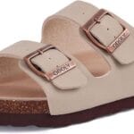 Unisex Cork Footbed Slide Sandal, Arch Support Summer Outdoor Sandals with Adjustable Buckle for Women and Men