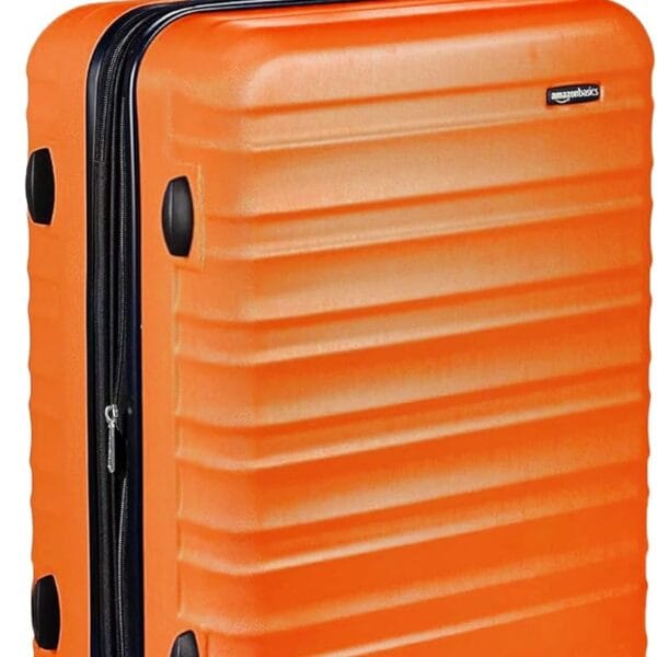 Amazon Basics 26" Hardside Medium Checked Luggage, Hardshell Suitcase With Wheels, Expandable For Up to 15% More Space, With Scratch-Resistant Surface, Four Multi-directional Wheels, Orange