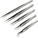 TOWOT Precision Tweezers, 5 PCS Stainless Steel, Non-Magnetic, Heat Resistant, Curved, Jewelry, Electronics, Craft, Soldering, Experimental Work