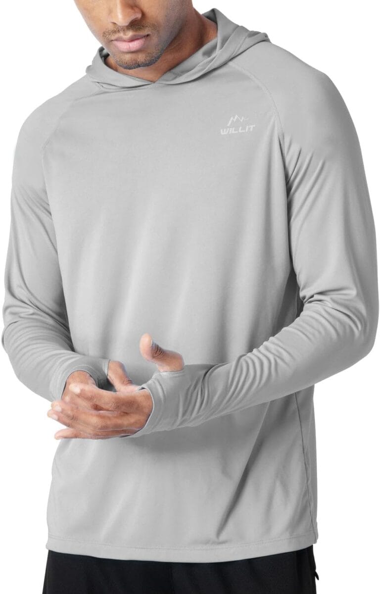 Willit Men's Sun Shirts UPF 50+ Rash Guard Long Sleeve Sun Protection Hoodie SPF UV Fishing Lightweight Athletic Running
