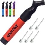 SPORTBIT Ball Pump for Sports Balls - Push & Pull Inflating System - Hand Pump for All Exercise Balls - Volleyball Pump, Basketball Inflator, Football & Soccer Ball Air Pump - Goes with 5 Needles Set