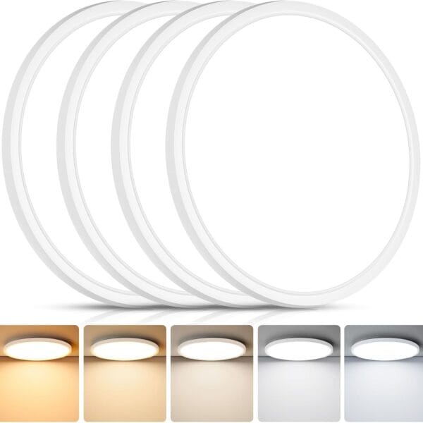 Brightever 4Pack LED Flush Mount Ceiling Light Fixture, 12 Inch 24W, Super Slim 0.67 Inch, 3200LM, Dimmable & 2700K-6500K 5 Color Selectable LED Ceiling Lights for Bedroom