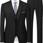 MY'S Men's Blazer Vest Pants Set, One Button Jacket Waistcoat and Trousers, Solid Party Wedding Dress