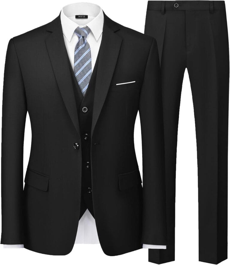 MY'S Men's Blazer Vest Pants Set, One Button Jacket Waistcoat and Trousers, Solid Party Wedding Dress