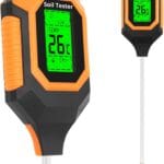 4-in-1 Soil Moisture Meter Digital PH Meter/Soil Moisture/Plant Temperature/Sunlight Intensity, Backlight LCD Display, Soil Test Meter for Garden, Lawn, Plant Care, Farm and Indoor Outdoor Plants