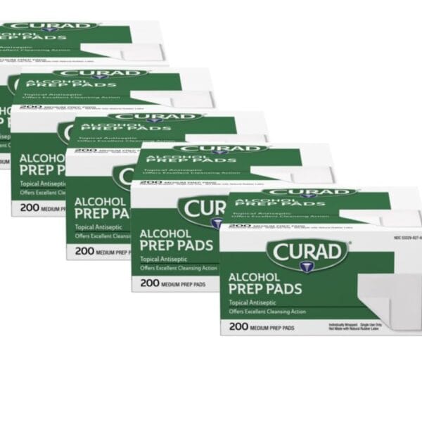 Curad Alcohol Prep Pads, 70% Alcohol, 1000 Count (5 Boxes 200 CT/EA)