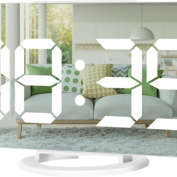Digital Alarm Clock,Large Display LED And Mirror Desk Clock With Dual USB Charger Ports, 3 Levels Brightness,12/24H Alarm Clocks, Modern Electronic Clock for Bedroom Living Room Office - White