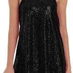 hibshaby Women's Glitter Sequin Dress Halter Neck Party Cocktail Sparkly Mini Dress Clubwear