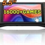 Kinhank K56 Retro Handheld Game Console Built-in 16000+ Games,Android 14.0 Portable Game Console,5.5 inch Touch Screen,64GB RAM+128GB ROM,5000mAh Battery,WiFi 5.0,BT5.0,Hall Rocker
