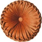 Round Throw Pillow Velvet Home Decoration Pleated Round Pillow Cushion for Couch Chair Bed Car Orange