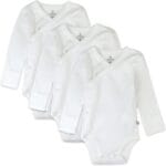 HonestBaby unisex-baby 3-pack Long Sleeve Side-snap Kimono Bodysuits Organic Cotton for Infant Baby Boys, Girls, Unisex