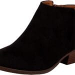SODA Women's Round Toe Faux Suede Stacked Heel Western Ankle Bootie