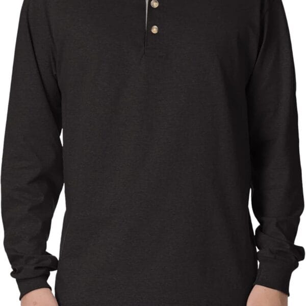 Hanes T Beefyt Henley, Men's Cotton Long Sleeve Shirts