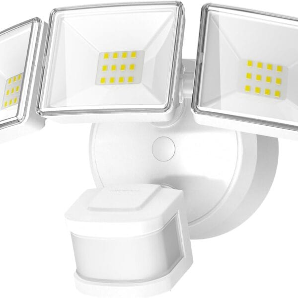 OREiN 3500LM/26W Flood Lights Outdoor, 240/40FT Motion Sensor Outdoor Lights Dusk to Dawn Security Lights IP65 Waterproof 3 Modes for Outside 3500SQ.FT Front Door, Garage, White (Hardwired)