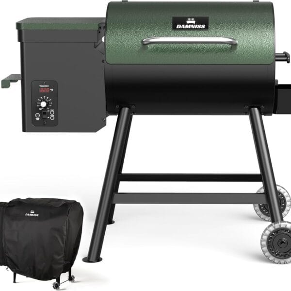 Grills HWPG-456C Electric Wood Pellet Smoker Grill, 456 SQ.IN Cook Area Pellet Grill with Auto Feed & PID Temperature Control (180-450F), 8 in 1 BBQ Grill & Rain Cover for Backyard Outdoor