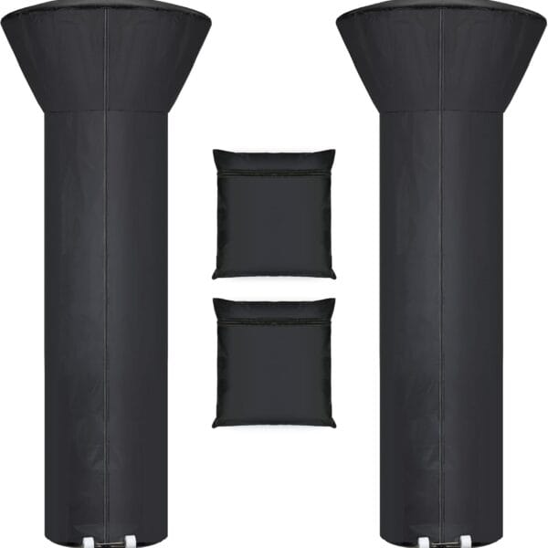 [2 Pack] Patio Heater Covers with Zipper and Storage Bag,Waterproof,Dustproof,Wind-Resistant,Sunlight-Resistant,Snow-Resistant,Black,89'' Height x 33" Dome x 19" Base