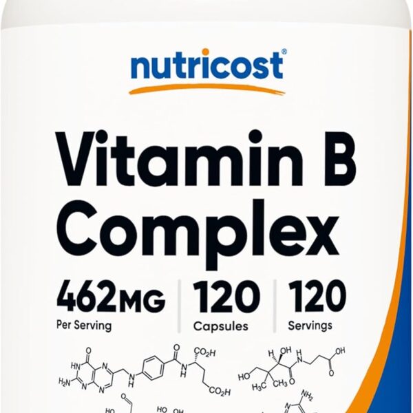 Nutricost High Potency Vitamin B Complex 462mg, 120 Capsules - with Vitamin C - Energy Complex